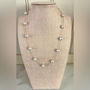 Pearl necklace on silver link 16 inch chain